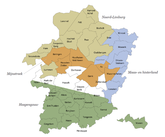 Kaart met de regio's van de masterplannen erfgoed